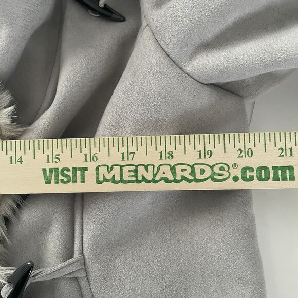 Moda International Faux Fur Suede Jacket  Size L Gray Polyester Stylish & Warm - Picture 13 of 14